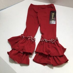 Mustard Pie Paradiso Leggings 4T Red Ruffle Gather